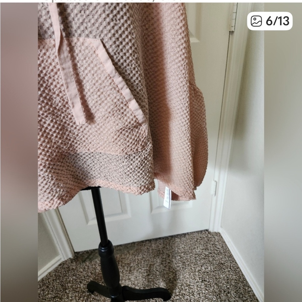 Silence + Noise Pastel Orange Oversized Hooded Long Sleeve Top Blouse Ruffle L - Picture 3 of 8